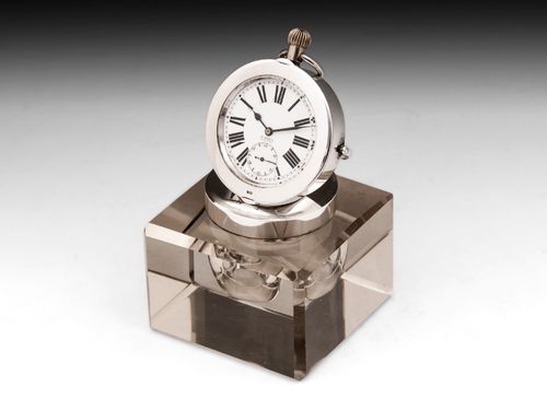 Glass Clock Inkwell