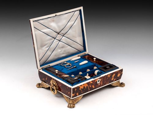 Regency Tortoiseshell & Silver Sewing Box