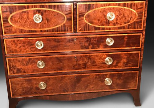 George III Period Inlaid Mahogany Library Secretaire Bookcase