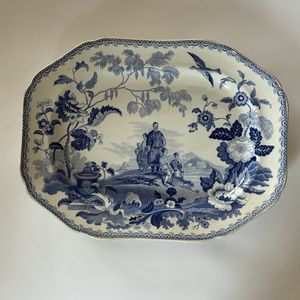 Large blue & white pottery plate