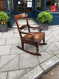 Yew wood rocker arm chair