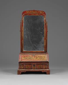 18th century Red Lacquered Toilet Mirror