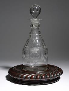 Rare Mahogany Decanter Stand with Decanter