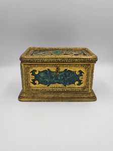 19th century gilt bronze and malachite casket