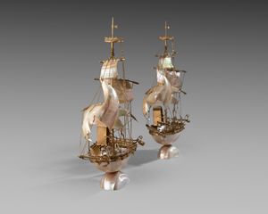 Pair 19th century Palais Royal ships