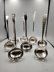 Collection of 8 solid silver ladles