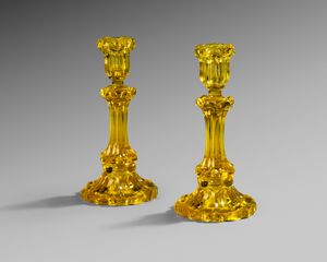 Pair Victorian glass candlesticks 