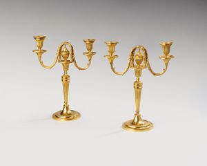 Pair 18th century gilt bronze candelabra 