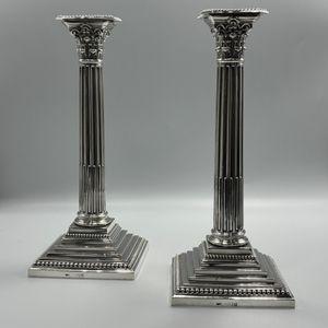 19th century pair of silver candlesticks