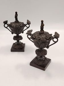 19th century pair of bronze Pastille burners