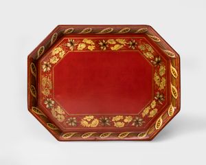 Early 19th century red papier mache tray