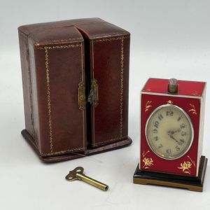 Red enamelled clock by Tiffany & Co 