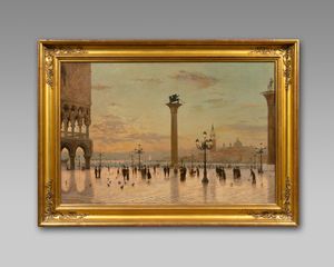 Oil painting of St. Marks Square, Venice by Thomas Bryant Brown