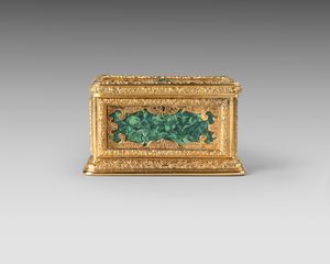 19th century gilt bronze and malachite casket