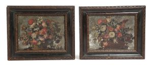 Late 17th century pair Dutch mirror pictures