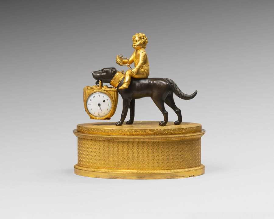 19th century French gilt bronze clock and desk stand