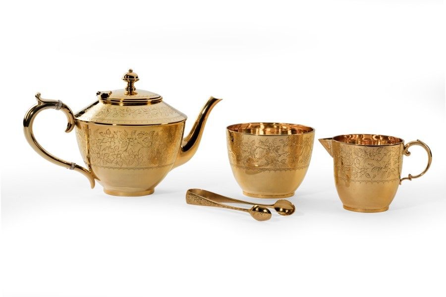 Gilt tea set by Frederick Elkington 