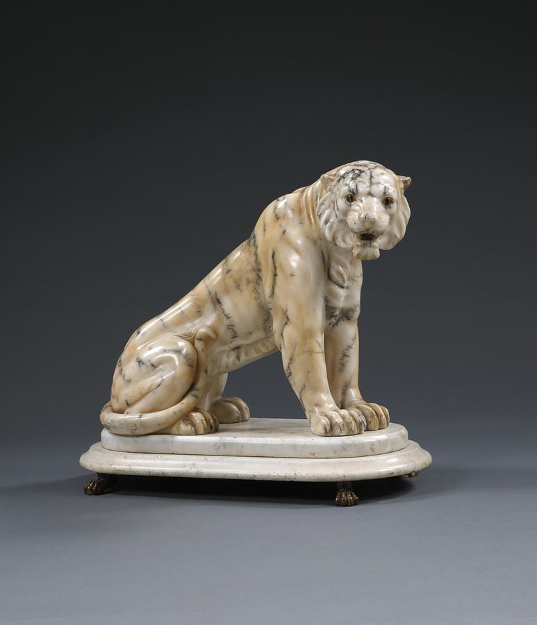 19th Century Carved Marble Tiger