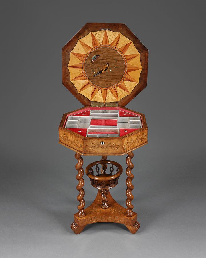 19th century walnut work table