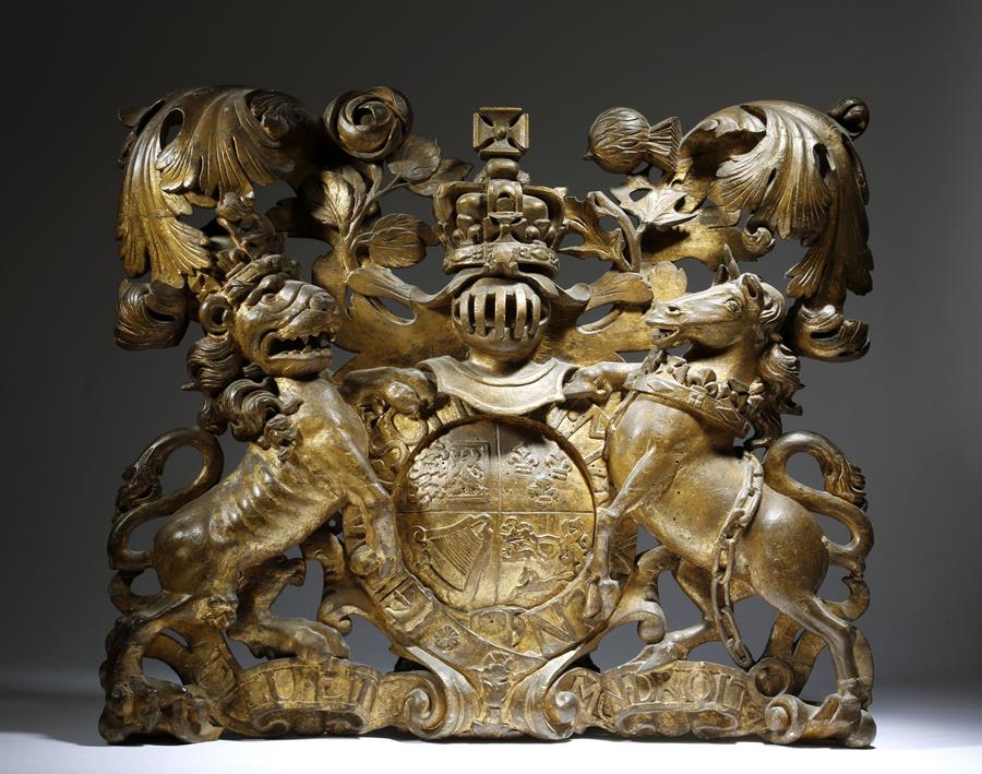 18th Century Carved Wood Royal Coat of Arms