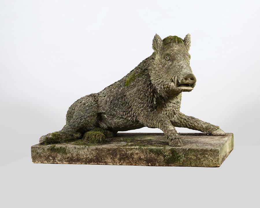 Garden statue of a boar