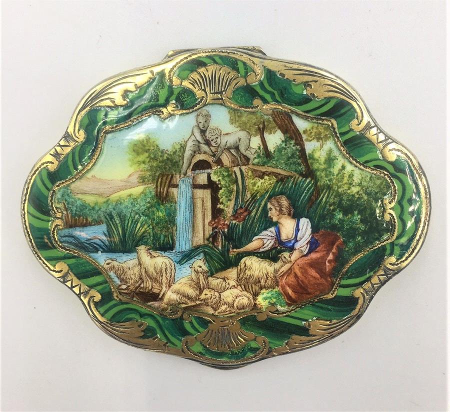Silver-gilt and enamel  compact
