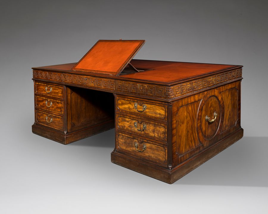 Large Mahogany Chippendale Period Partners Desk