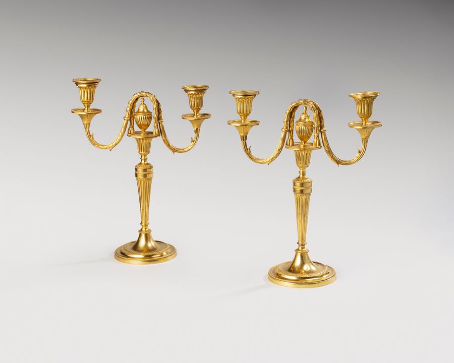 Pair 18th century gilt bronze candelabra 