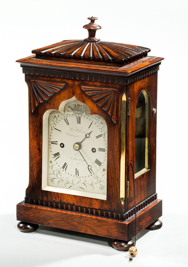 Rosewood library table clock