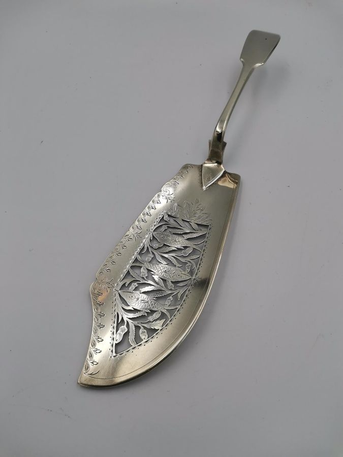 19th century solid silver fish slice