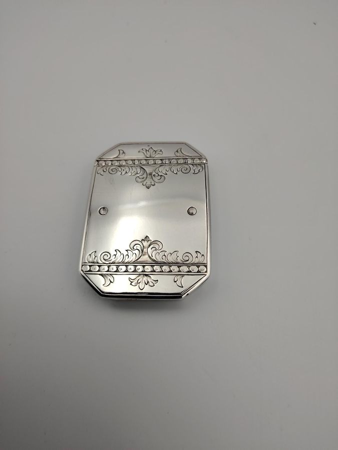 18 century solid silver engraved snuff box