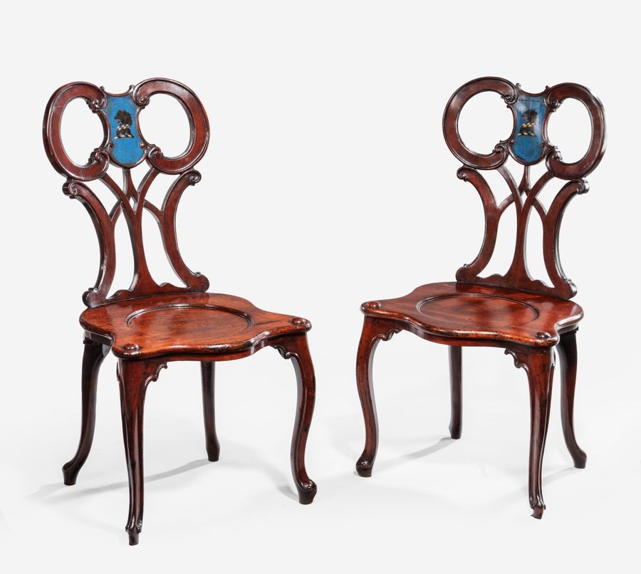 Pair of 18th century hall chairs