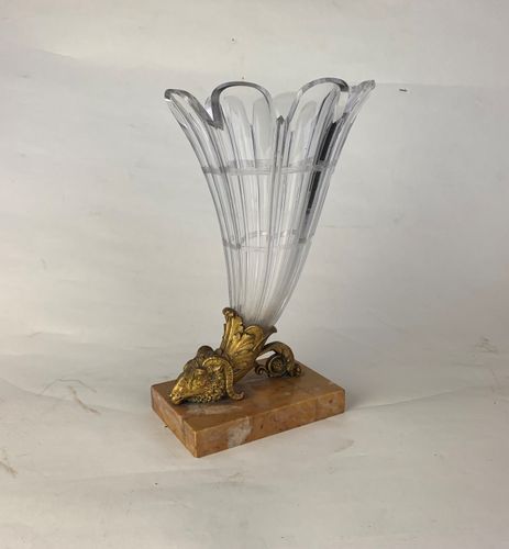 Cut glass and ormolu cornucopia shaped vase,