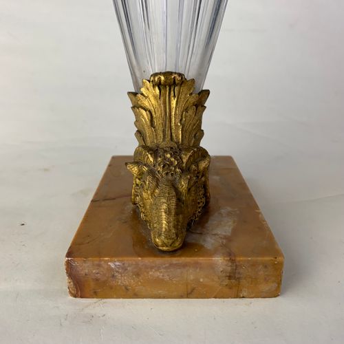 Cut glass and ormolu horn shaped vase,