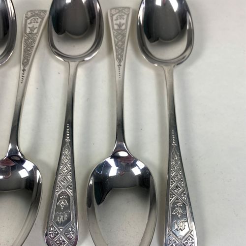 Fine set of Twelve silver bright-cut teaspoons