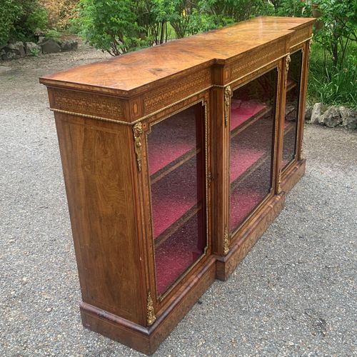 Burr Walnut And Ormolu Mounted Breakfront Side Cabinet/credenza