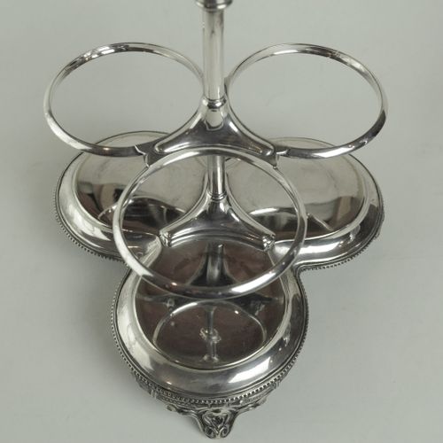 Triple Tantalus/Decanter Stand, silver plated stand