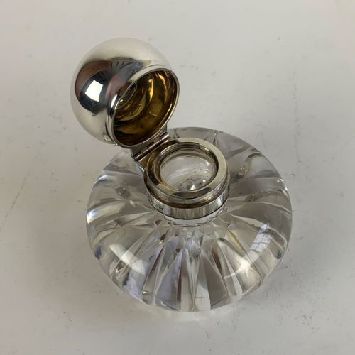 Silver topped glass inkwell