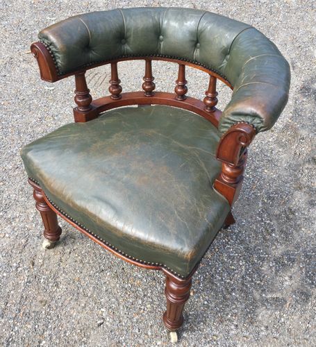 A good mid 19th century leather covered Club/Desk/Office Chair 