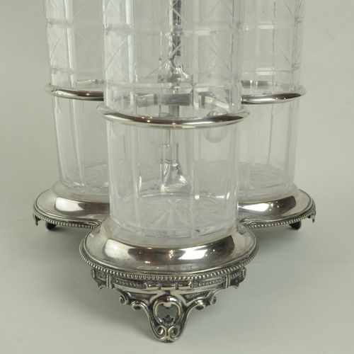 Triple Tantalus/Decanter Stand, silver plated stand