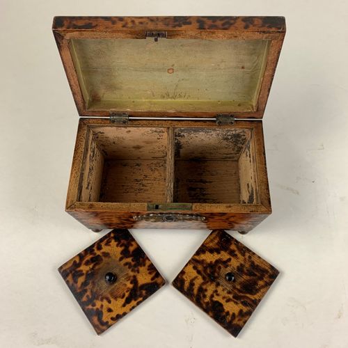 Faux tortoiseshell two compartment Tea Caddy