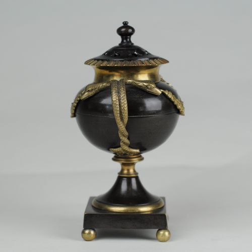 Bronze & ormolu vase shaped candlesticks or pastille/incense burners