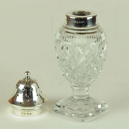 Cut glass and silver topped Sugar Castor