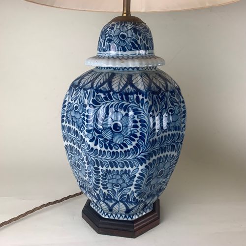Large pair of Blue and White Delft Vases/ Table Lamps