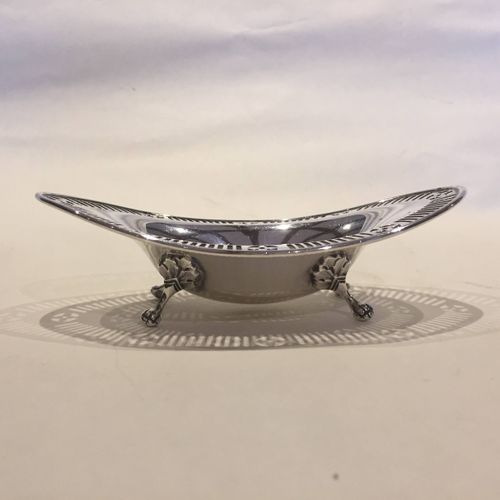Oval silver sweetmeat dish with pierced border