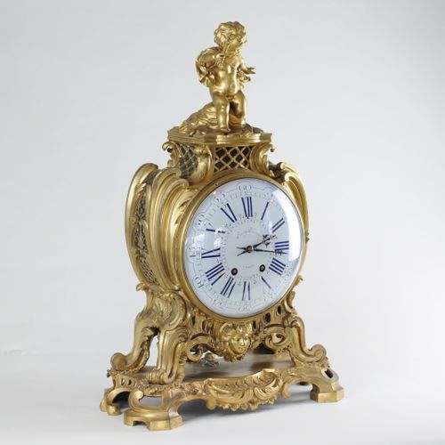 Fine and large gilt mantel Clock by Henry Dasson of Paris