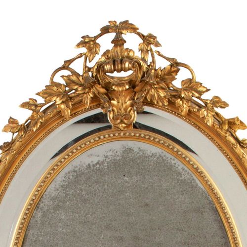 Large French Oval Gilded Mirror