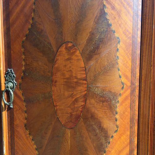 Late Victorian Sheraton revival satinwood triple Wardrobe