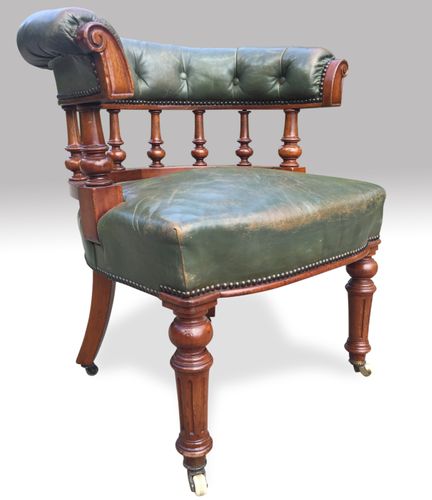 A good mid 19th century leather covered Club/Desk/Office Chair 