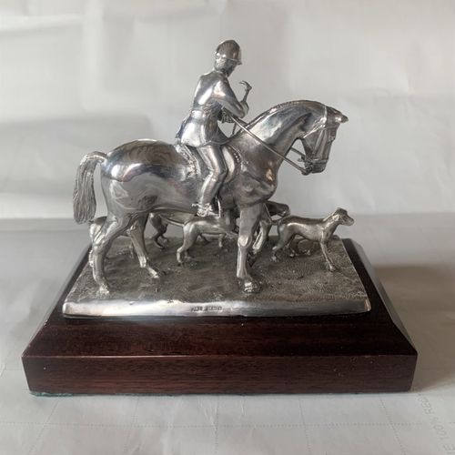 Master and Hound sterling silver figurine